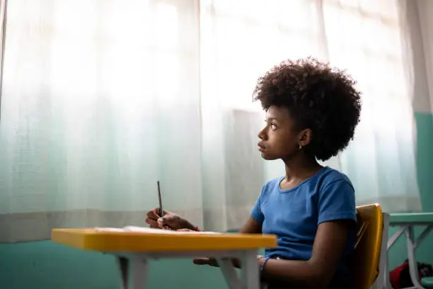 Photo of Contemplative girl in the classroom