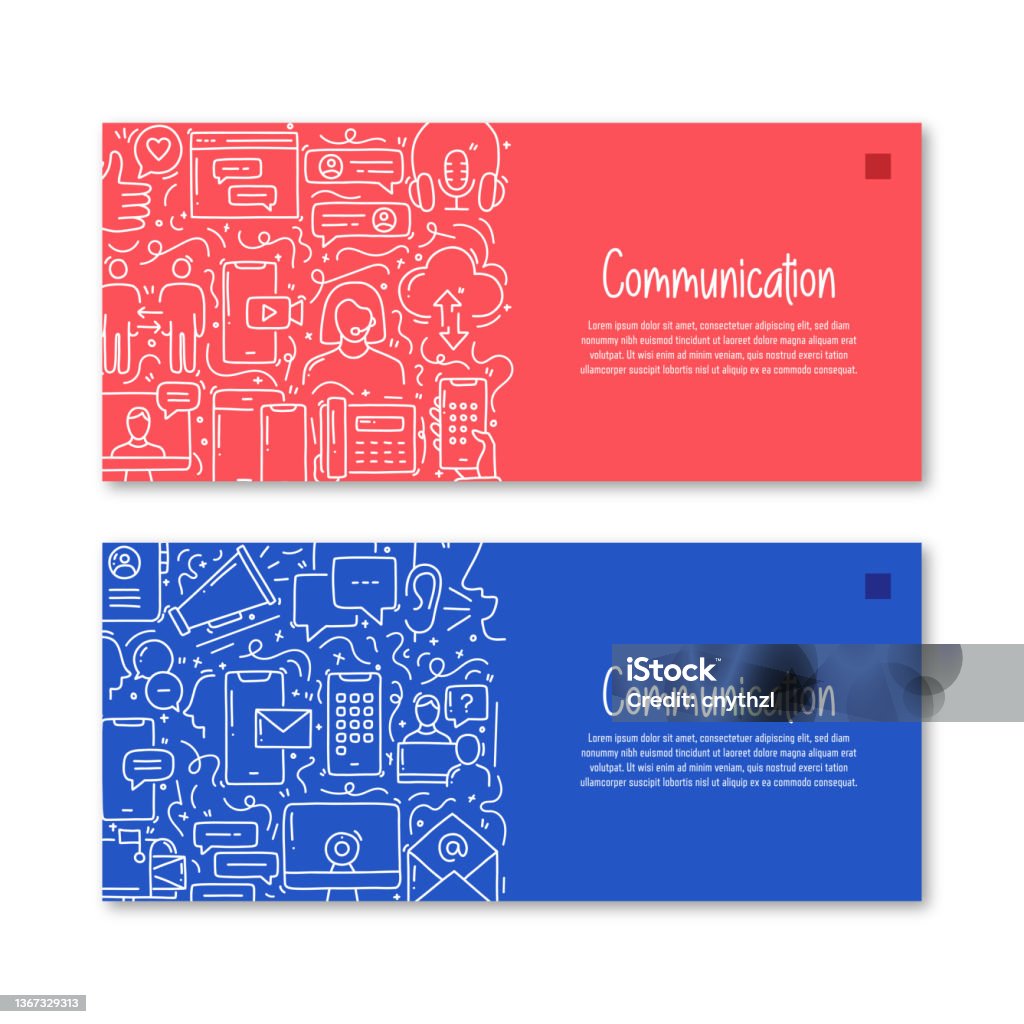 Communication Related Objects And Elements Hand Drawn Vector Doodle ...