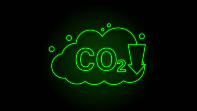 CO2 Neon logo. smoke sign. Motion Graphic