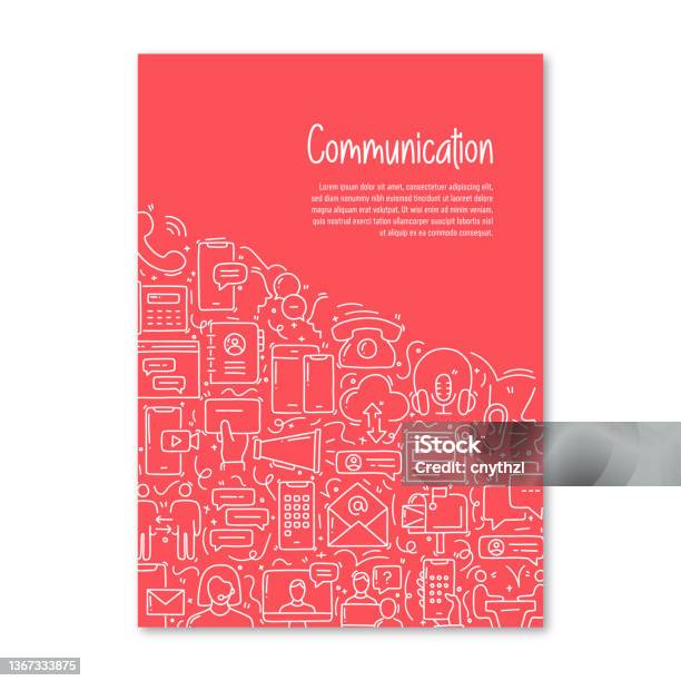 Communication Related Objects And Elements Hand Drawn Vector Doodle ...