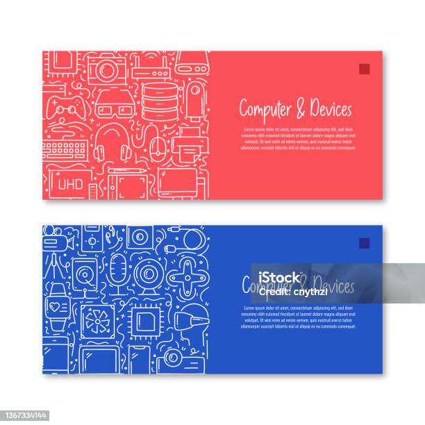 Computer Related Objects Graphics Computer And Devices Related Objects And Elements Hand Drawn Vector ...