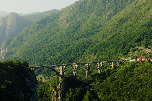 Scenic view of the Tara canyon and the huge bridge in Durmitor National park