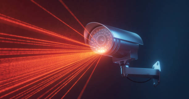 istock Close up of CCTV camera with infrared light in a darkness 1367340618