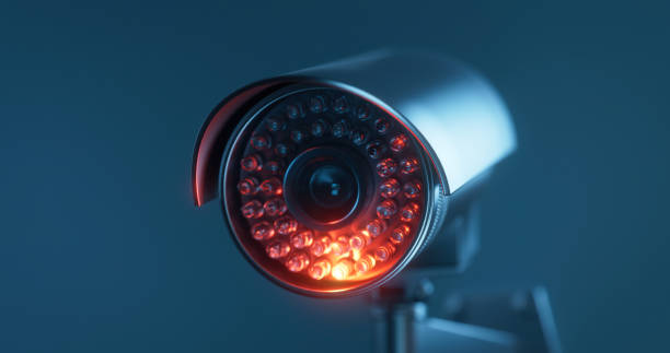 istock CCTV camera with infrared light on a dark blue background 1367340663