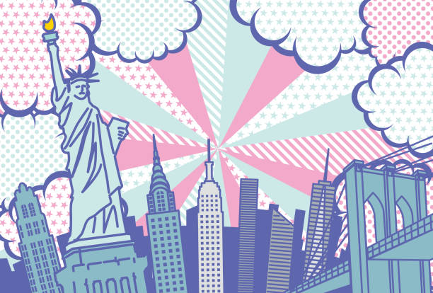 istock Pop art style New York cityscape background illustration 1367341353