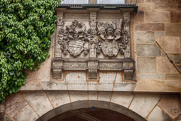Stuttgart,  Germany - Count Eberhard I, Duke of Wuerttemberg coat-of-arms on the wall of the Old Castle