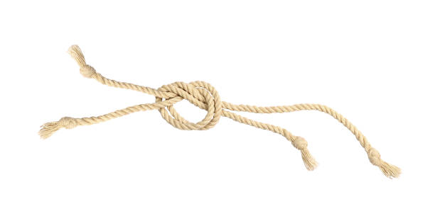 istock Beige cotton ropes with knot isolated 1367341805