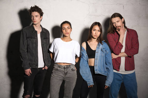 istock Concentrated young hipsters friends 1367345043