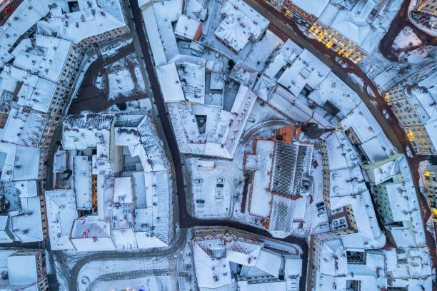 istock Panoramic drone view over Tarnow cityscape in winter 1367348138