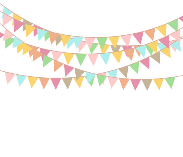 istock Party Background with Colorful Flags. Celebration Event, Birthday, Carnival flag garlands. 1367348365