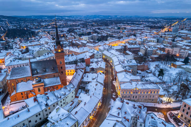 istock Panoramic drone view over Tarnow cityscape in winter 1367348650
