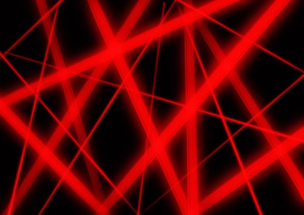 istock Abstract art background black color with red neon lines. Backdrop with fluorescent light. Stripe pattern. 1367349456