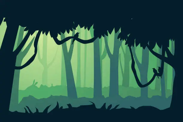 Vector illustration of Beautiful Forest illustration, landscape, forest, jungle