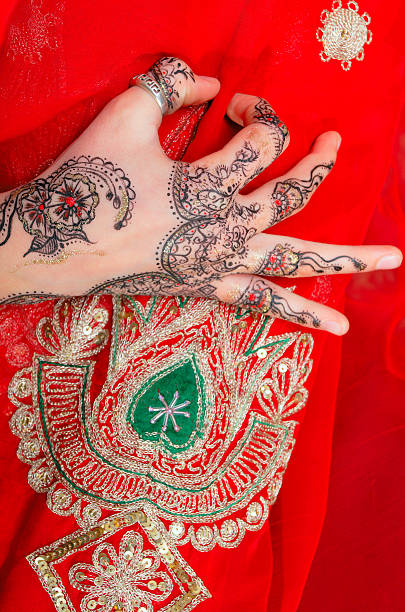 istock hand with traditional indian ornament 136735206