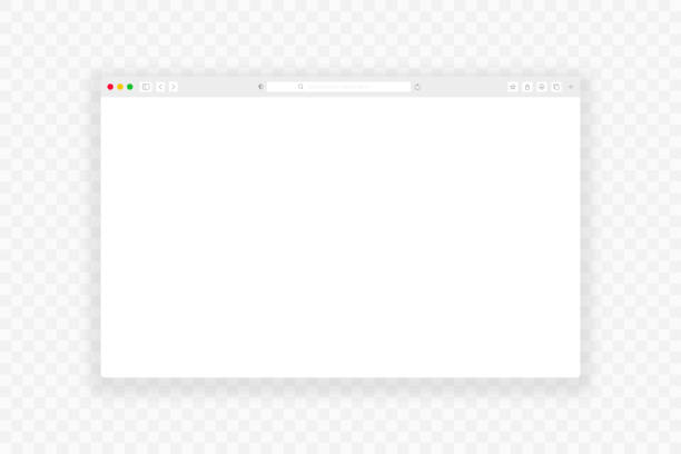 ilustrações de stock, clip art, desenhos animados e ícones de browser window. realistic empty web page with toolbar, search and shadow. browser window mockup on transparent background. vector - browser internet web page window