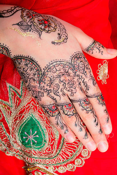 istock hand with traditional indian ornament 136736434