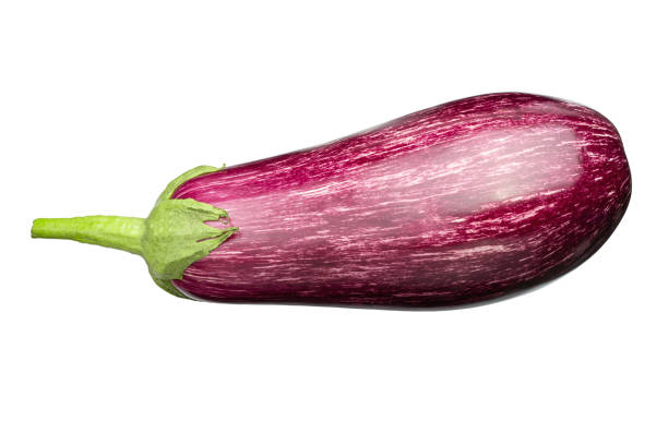 istock Isolated purple eggplant. One fresh eggplant graffiti over white background. 1367365170