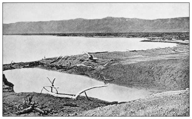 Antique travel photographs of Jerusalem and surroundings: the Dead Sea Antique travel photographs of Jerusalem and surroundings: the Dead Sea dead sea stock illustrations