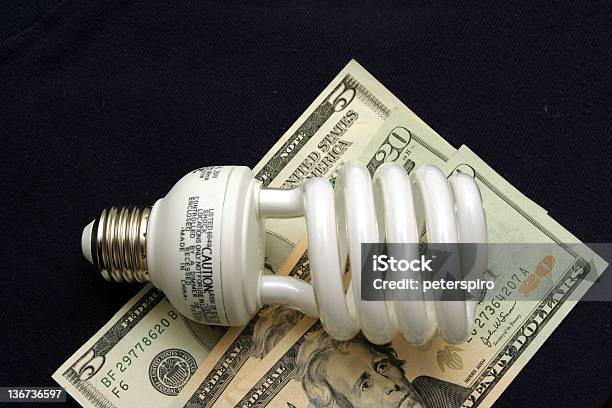 Money Saving Glühbirne Stockfoto und mehr Bilder von Effektivität - Effektivität, Energie sparen, Energiespar-Glühbirne