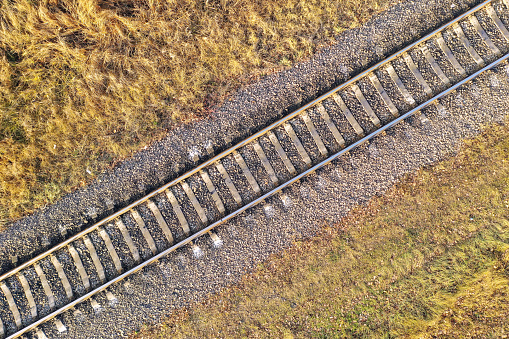 Railway, top view, drone footage, logistics