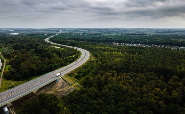 istock Aerial view of a highway 1367372778