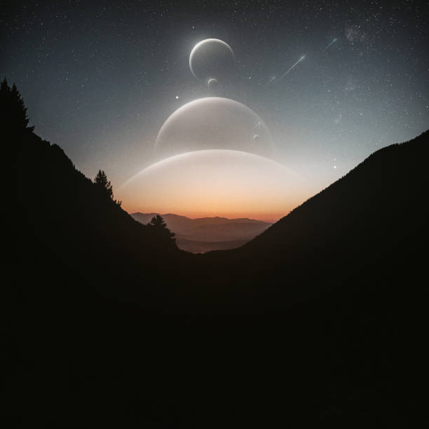 istock Beautiful planets formation rising over mountains 1367373359
