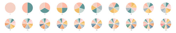 Pie chart color icons. Segment slice sign. Circle section graph. 1,20,19,18,16,9 segment infographic. Wheel round diagram part. Three phase, six circular cycle. Geometric element. Vector illustration Pie chart color icons. Segment slice sign. Circle section graph. 1,20,19,18,16,9 segment infographic. Wheel round diagram part. Three phase, six circular cycle. Geometric element. Vector illustration. number 16 stock illustrations