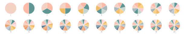 Pie chart color icons. Segment slice sign. Circle section graph. 1,20,19,18,16,9 segment infographic. Wheel round diagram part. Three phase, six circular cycle. Geometric element. Vector illustration Pie chart color icons. Segment slice sign. Circle section graph. 1,20,19,18,16,9 segment infographic. Wheel round diagram part. Three phase, six circular cycle. Geometric element. Vector illustration. 13 fraction stock illustrations