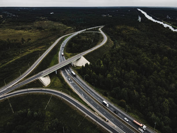istock Aerial view of a highway 1367373789