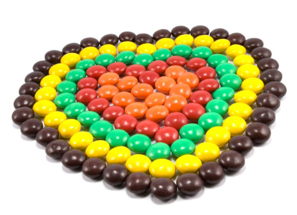 Sweets in multi-coloured chocolate glaze in the form of heart