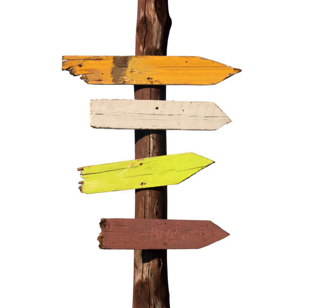 Wooden signs isolated on white background