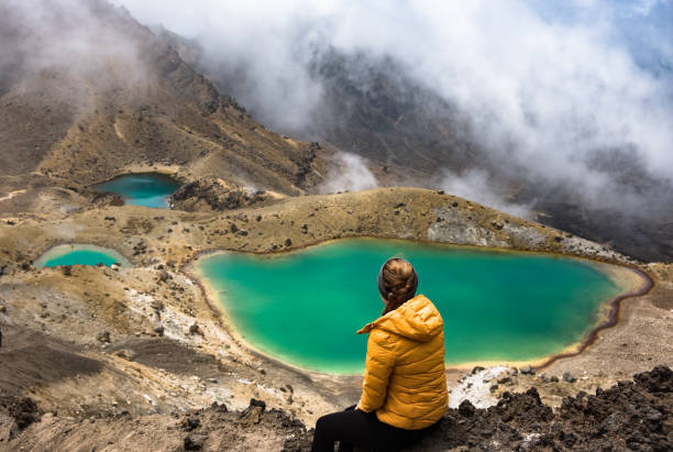 New Zealand Tongariro national park on the north island with colorful lagoons tongariro national park photos stock pictures, royalty-free photos & images