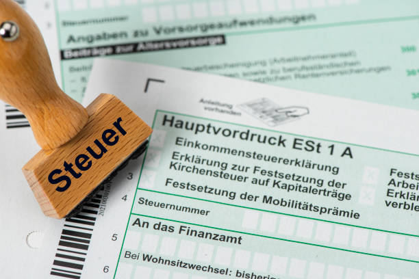 istock German tax return for tax office with form 1367376780