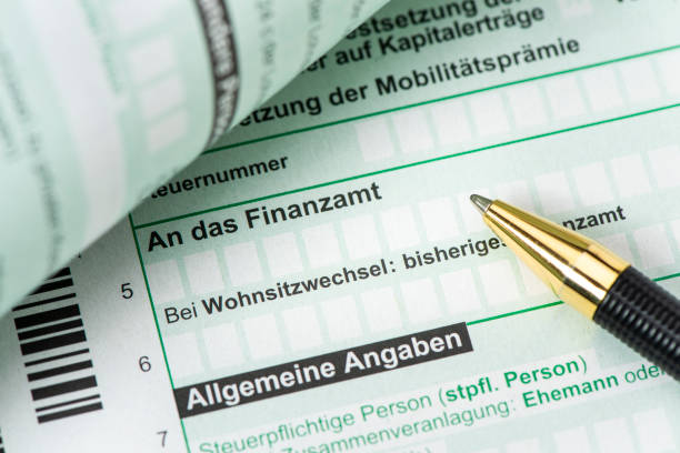 istock German tax return for tax office with form 1367376864