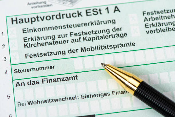 istock German tax return for tax office with form 1367376990