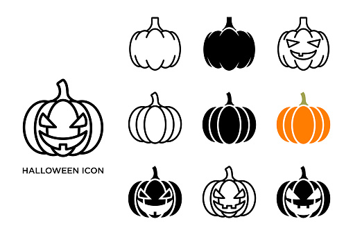 halloween icon set vector design template in white background