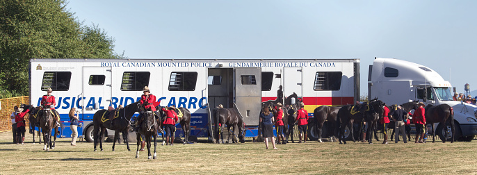 The RCMP performed their musical ride in White Rock, British Columbia, Canada on 26 July, 2013. Their equestrian skills were demonstrated for the public in the city of White Rock.