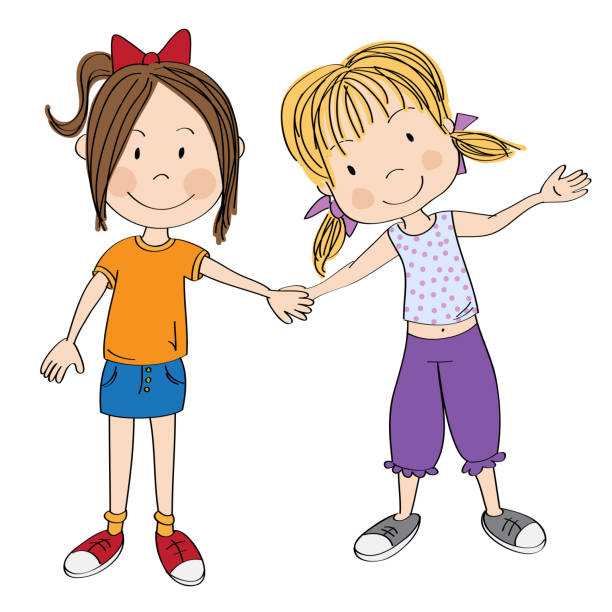 93 Two Girls Only Cartoon Illustrations & Clip Art - iStock