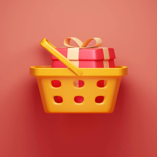 istock Shopping cart with gift. 3d illustration 1367385010