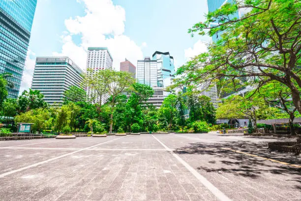 Photo of Hong Kong central district with city park