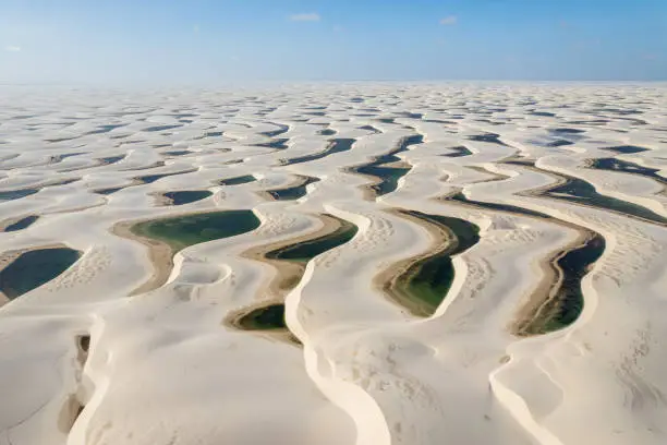 Photo of Lencois Maranhenses National Park. Dunes and rainwater lakes landscape. Barreirinhas, MA, Brazil.