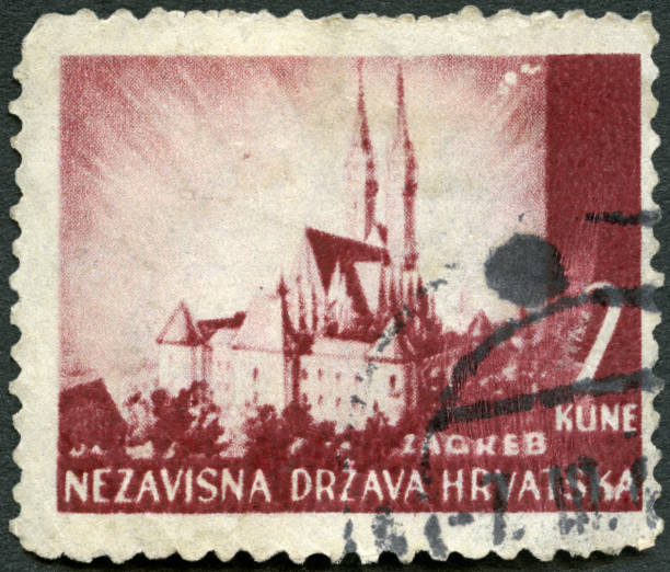 istock Postage stamp printed in Croatia shows Cathedral 1367389191