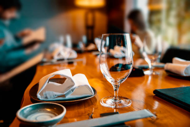 istock Fine Asian bar restaurant table, close up 1367390586