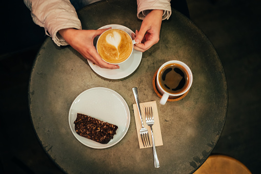 Lactose free latte and fit mosaic cake