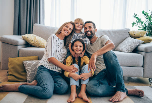 istock Happy family at home. 1367394250