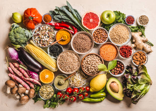 istock Healthy food background vegan concept. 1367394580