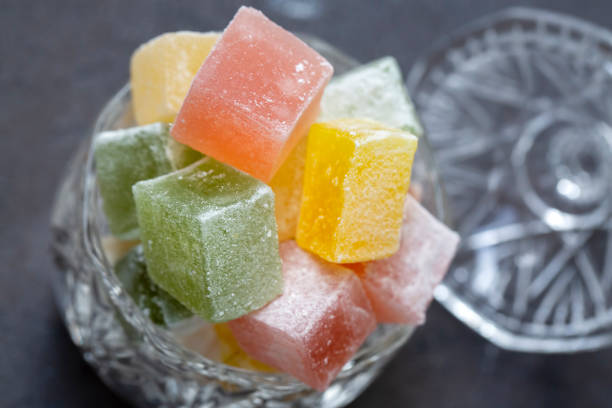 istock Traditional delicious Turkish delight on the black background 1367397250