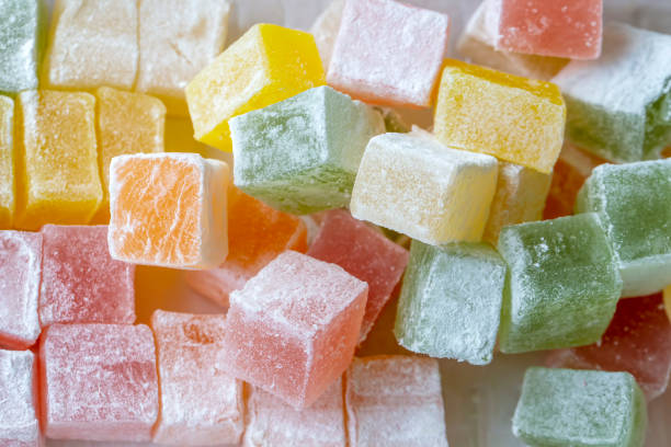 istock Traditional delicious Turkish delight on the black background 1367398209