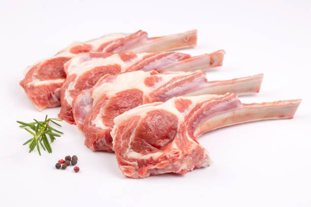 Raw lamb chop, food concept photo