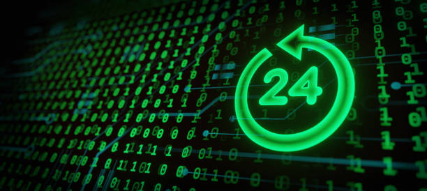 istock Concept of 24 hours service in digital tech business. 1367402319
